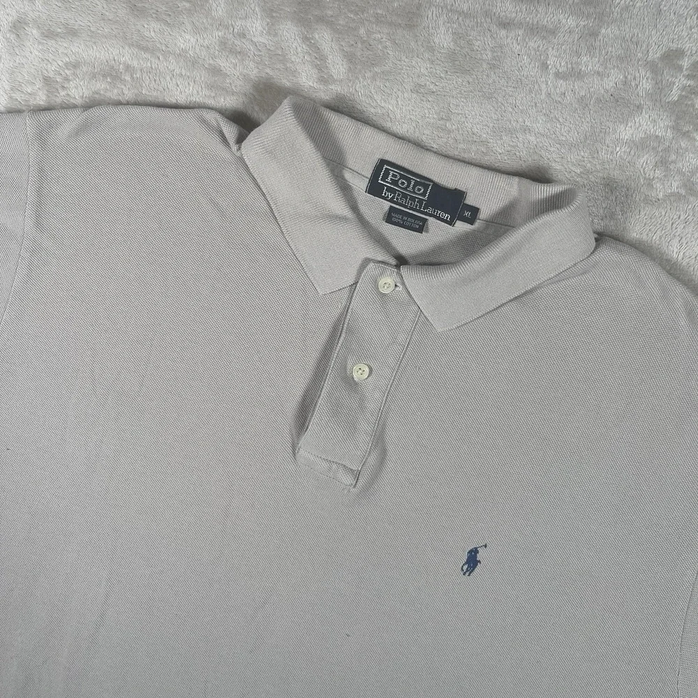 Polo Ralph Lauren Polo Shirt Men's XL Short Sleeve Gray Cotton Knit 90's